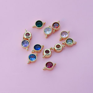 Connecteurs de bijoux ronds en plaqué or 18 carats de haute qualité, résistants au ternissement, breloques en cristal à double boucle pour la fabrication de bracelets - Product Image 6