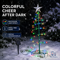 Décorations de Noël LED solaires en spirale pour sapin, avec étoile sur le dessus, étanches IP65, blanc chaud multicolore