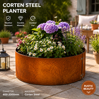 Grand bac à plantes rond en acier Corten pour jardin extérieur, jardinière surélevée en forme d'anneau d'arbre, patine pour jardin extérieur (50 cm)