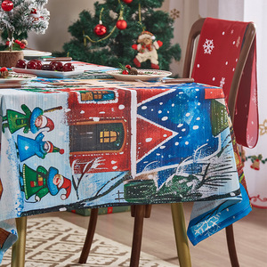 <span class=keywords><strong>Nappe</strong></span> de Noël en polyester faite à la main avec motif flocon de neige, imprimée pour le Nouvel An, idéale pour les fêtes à domicile - Product Image 3