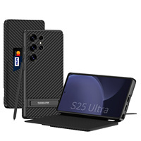 Haute Qualité Pliant Carte Sac Armure Téléphone Cas avec Béquille En Alliage D'aluminium Pour Samsung S25 s24u Cas Flip Étui En Cuir