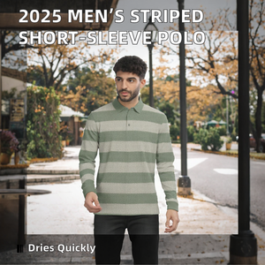 <b>Men's</b> Striped <b>Polo</b> <b>Shirt</b> Turn-Down Collar Knitted Long Sleeve Rugby Custom Logo - Product Image 2