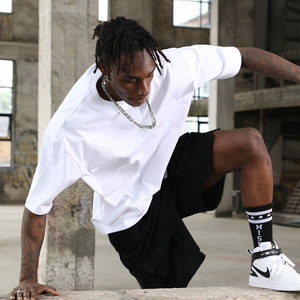 T-shirt surdimensionné lourd à logo personnalisé pour hommes | T-shirt Hip Hop Streetwear 100% coton | Haut à manches courtes de qualité supérieure - Product Image 2