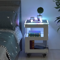 Table basse intelligente moderne avec éclairage LED RGB, commande tactile/télécommande sans fil, en verre et acrylique, pour la maison, le salon, le balcon