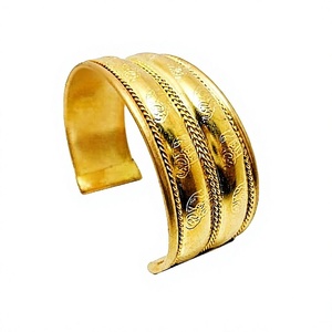 Best Quty Handicrafts Embossing Gold-Plated Brass Metal Cuff <b>Bracelet</b> Pearl Encrusted <b>Bangles</b> for Women Manufacturer in India - Product Image 1