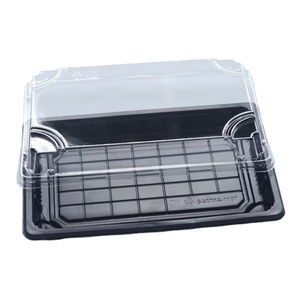 SM1-1107CH Black Takeawy Plastic Disposable Blister Restaurant Take Away Food Packaging Tray Sushi Box And Lid