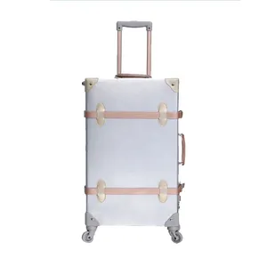 กระเป๋าเดินทางแบบมีล้อล็อกทำจากหนัง PU ย้อนยุคย้อนยุคออกแบบได้ตามต้องการ