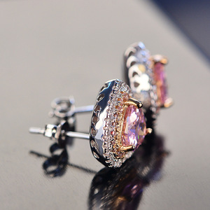 Marca Sevenajewelry SAE56059, Gioielli alla Moda all'Ingrosso, Orecchini a Cuore Rosa per Coppie, Ago in Argento S925, Zirconi Anallergici - Product Image 3
