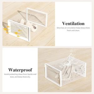 Foldable PP Plastic <b>Clear</b> <b>Shoe</b> Rack Organizer Stackable Portable <b>Shoe</b> Cabinet Bin <b>Box</b> for Garage Living Room Bathroom Travel - Product Image 3