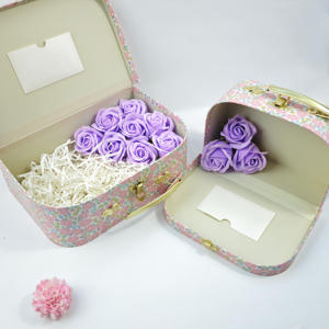 Valise en papier vintage personnalisée boîte en carton à fleurs valise en papier rigide faite à la main pour cadeau d'enfants - Product Image 2