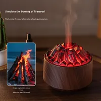 Humidificateur ultra-silencieux en bois de charbon de bois simulé, pour la maison, la chambre à coucher, volcan, huile essentielle, aromathérapie, machine USB