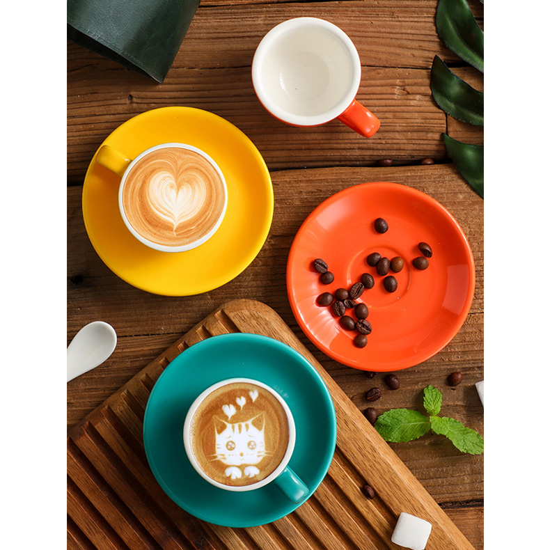 75ml Eco-Friendly Ceramic Coffee Cup Set Extra Strong American Italian  European Concentrated Saucers Colorful Drinkware| Alibaba.com