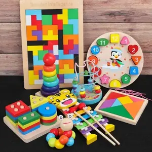 LM KIDS educativo niños Montessori juguetes de madera aprendizaje Arco Iris bloques chico juguete bebé nuevo