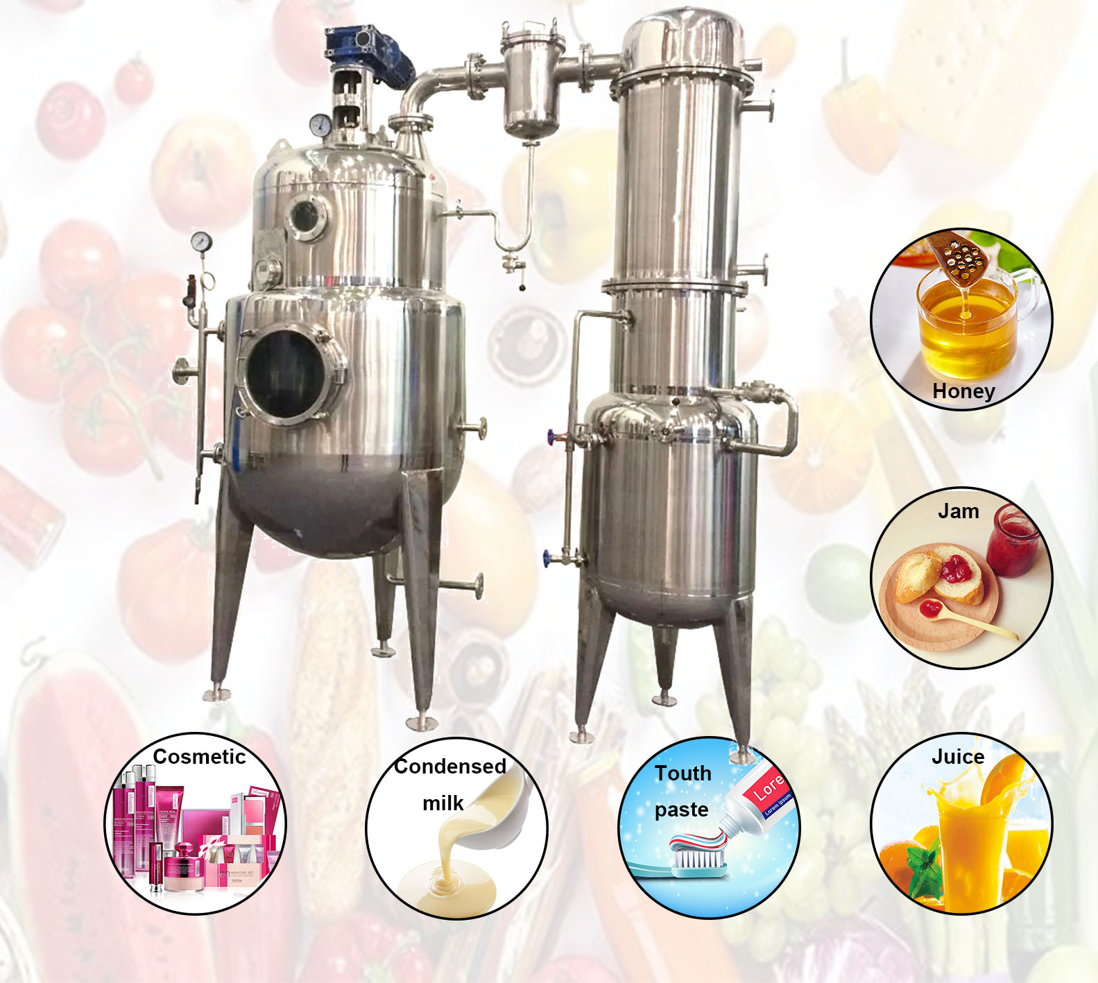 single effect fruit juice vacuum concentration evaporation machine/single effect evaporator