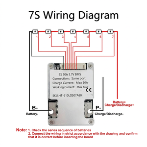 บอร์ดป้องกันแบตเตอรี่ลิเธียมแบบสมดุล BMS 6S/7S/10S/13S/30A/60A 24V สำหรับแบตเตอรี่ลิเธียมไอรอนฟอสเฟต - Product Image 5