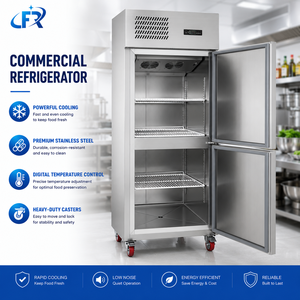 Refrigerador Vertical Comercial de Acero Inoxidable de 2 Puertas - Refrigerador Doble para Restaurante y Cocina, Enfriamiento Potente y Rápido - Product Image 3