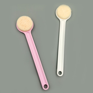 Bath <b>Brush</b> Long Handle Soft Bristles Oval Shape White Plastic Body Scrubber Shower Cleaning Tool - Product Image 2