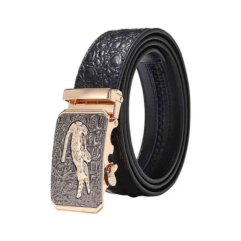 Automatic Buckle Luxury Famous Brand Crocodile Designer Men Genuine Leather Belts