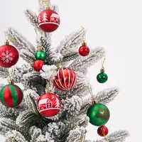 Boules de Noël en plastique écologiques imprimées UV de haute qualité, semi-mécaniques, décorations de Noël de luxe légères pour arbre de Noël