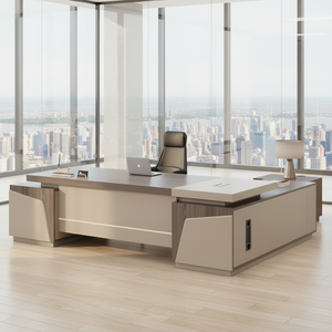 Scrivania Direzionale Moderna in Legno di Alta Qualità, Grande Scrivania a L con Armadietto per Ufficio <span class=keywords><strong>MFC</strong></span> - Product Image 3