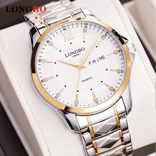 LONGBO 83495 Luminous Wristwatch Stainless Steel Calendar Watches Men Use Quartz Movement 30M Depth Waterproof Classic Watches