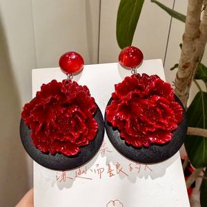 Pendientes de Flores Rojas de Resina Acrílica, Joyería de Moda para Mujer, Estilo Moderno para Fiestas - Product Image 2