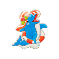 Aimant de réfrigérateur en résine en forme de dauphin surfeur mignon, aimant décoratif 3D en forme d'animal marin, souvenir de plage d'été