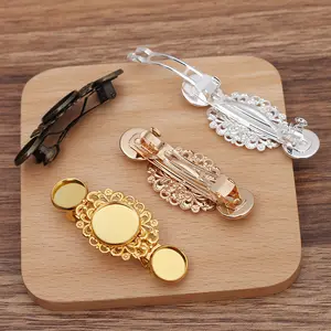 12mm+16mm with 3 Cameo High Quality Gold/Silver Plated Hairpin Hair Pins Clips Blank Base Setting DIY Accessories Findings