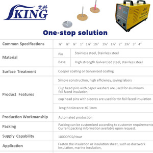 Perni di saldatura termoisolanti IKING Cup Head in acciaio dolce CD per fissaggio industriale di lana di vetro - Product Image 2