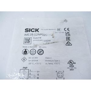 เซ็นเซอร์ตรวจจับวัตถุแบบเหนี่ยวนำ SICK IME18-12NPOZC0S ระยะตรวจจับ 12 มม. ขั้วต่อ M12 น็อตยึดทองเหลืองชุบนิกเกิล - Product Image 2