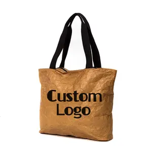 Wholesale High Quality Eco Friendly Printed Simple Style Custom Logo Dupont Tyvek Paper Tote Bag For Women