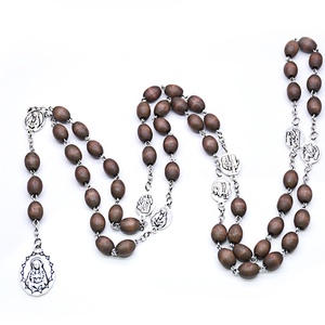 일곱 슬픔 <span class=keywords><strong>Chaplet</strong></span> 묵주 타원형 나무 구슬 Rosaries 성모 마리아 묵주 센터 천주교 선물 종교 - Product Image 4