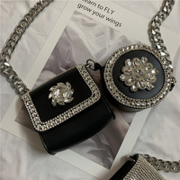 Vente chaude mini petit designer dames strass bandoulière course diamant ceinture en cuir sac banane pochette taille sac pour les femmes