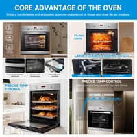 Four encastrable électrique professionnel avec panneau en verre noir, émail, pour cuisson de pizzas, 66L 71L, contrôle mécanique par minuterie