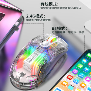 Xunfox Transparent Mechanical <b>Mouse</b> 2.4G <b>USB</b> RGB Gaming <b>Mouse</b> - Product Image 3