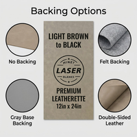 Láminas de Cuero PU para Grabado Láser, 0.8mm, Marrón Claro a Negro, Parche de Cuero Sintético Termoadhesivo con Adhesivo