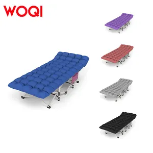 WOQI exterior aluminio adulto individual 600D Oxford plegable cama de camping con cojín suave cama individual ligera