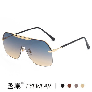 Eyewear <b>Oversized</b> Frameless <b>Sunglasses</b> UV400 PC Lens Unisex Street Style - Product Image 3