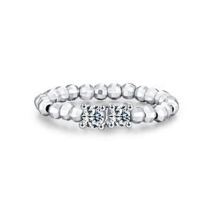 S925 Sterling Silver Elastic Beaded <b>Ring</b> Double Cushion Zircon <b>Stretch</b> Adjustable Finger <b>Ring</b> Stackable Jewelry For Women - Product Image 1