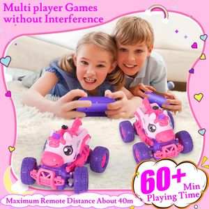 Coche de Control Remoto <span class=keywords><strong>Unicornio</strong></span> 2.4Ghz de 4 Canales con Control por Aplicación, Efectos de Humo, Luces LED, Alcance de 30m - Camioneta Monstruo Rosa - Product Image 3