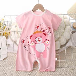 Yürüyor Boys t-shirt gömlek Tops yaz yenidoğan pijama açık Romper 100% % pamuk kısa kollu tarama takım çocuklar için - Product Image 6