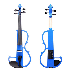 Violín <span class=keywords><strong>el</strong></span>éctrico <span class=keywords><strong>de</strong></span> cuerpo sólido 4/4, silencioso, para práctica, con arco, estuche, cable y accesorios para músicos principiantes - Product Image 1