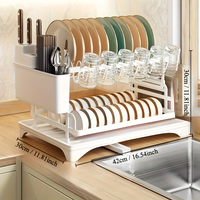 Égouttoir à vaisselle pliable en acier inoxydable double niveau de haute qualité, étanche, robuste et peu encombrant pour assiettes et bols