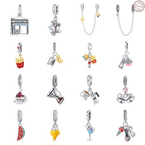 Original S925 plata esterlina DIY joyería accesorios pulsera circón Gourmet bebidas café pastel cuentas encantos artículo caliente para - Product Image 1