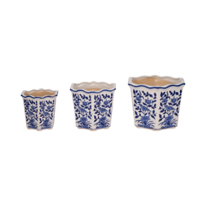 Vasi per Fiori in Stile Chinoiserie, Ceramica Stoneware con Design Floreale, per Uso Interno ed Esterno - Product Image 2