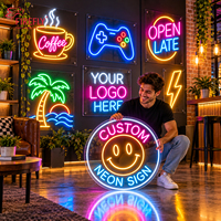 Enseigne néon personnalisée, lumière LED néon, enseigne avec logo personnalisé, avec panneau arrière en acrylique pour bar, salon, boutique, décoration murale