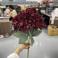 Hydrangea artificielle HGA Bourgogne, fleurs d'hortensia en soie à tige unique pour la décoration de mariage d'automne et la décoration de toile de fond de fête