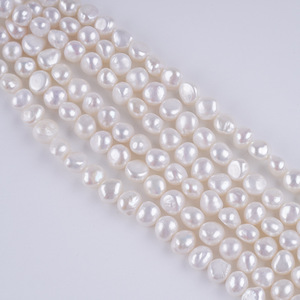 Zhuji Natural 8-9mm White Keshi <b>Freshwater</b> <b>Pearls</b> 18cm Two Sided Light String Loose Beads for DIY <b>Bracelet</b> Jewelry-Wholesale - Product Image 4