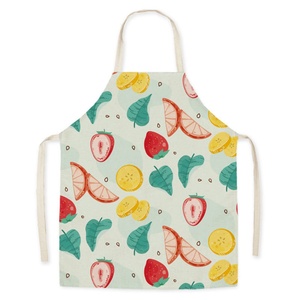 Cute Fruit Pattern Bib Apron Cotton Woven Machine Washable Daily Cooking Use Without Pockets - Product Image 3