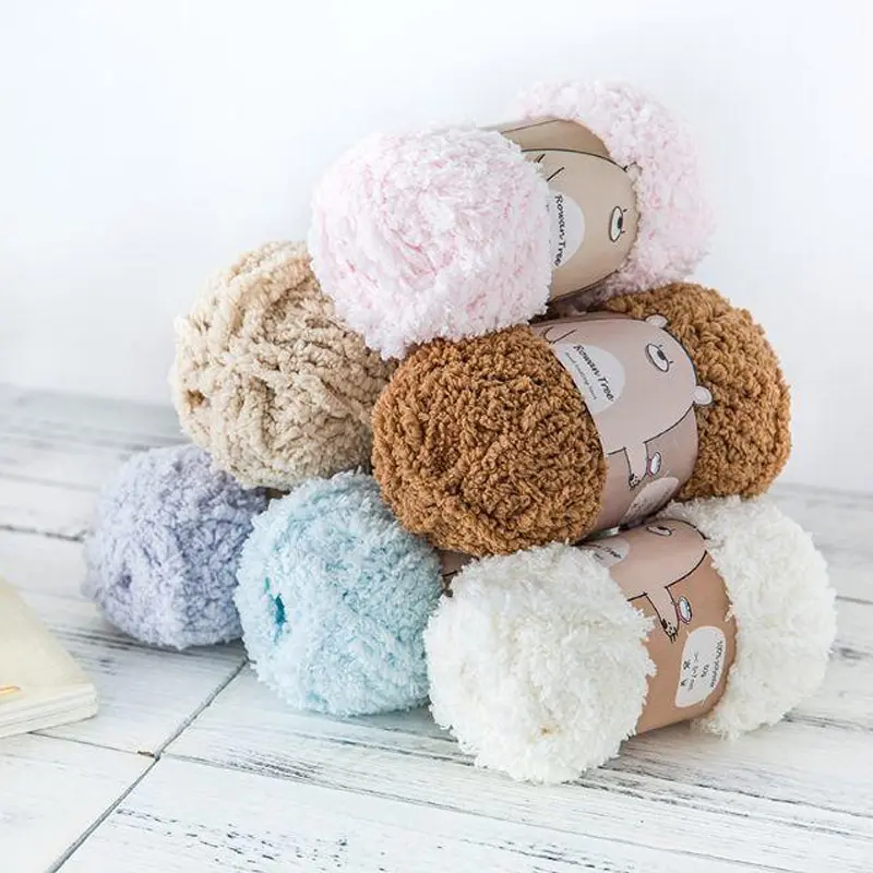 Hand-woven diy coarse fluffy thread coral fluffy hand knitting yarn chenille baby scarf thick thread